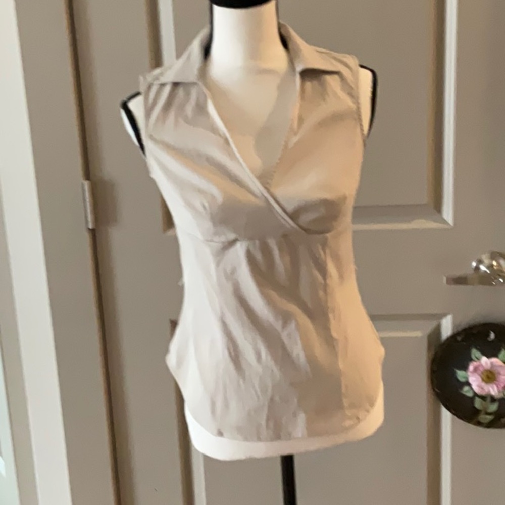 Women's Beige Sleeveless Top